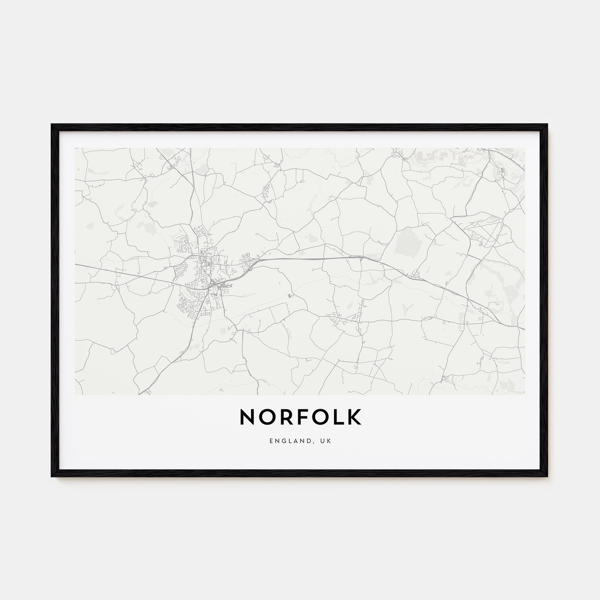 Norfolk, England Map Landscape Poster