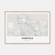 Norfolk, Virginia Map Landscape Poster
