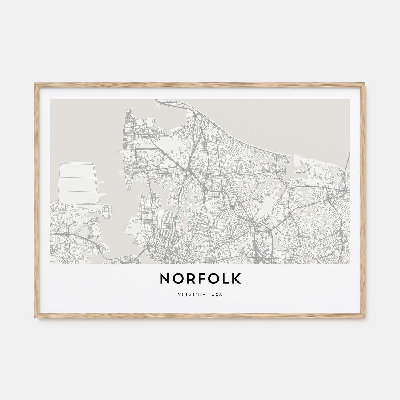 Norfolk, Virginia Map Landscape Poster