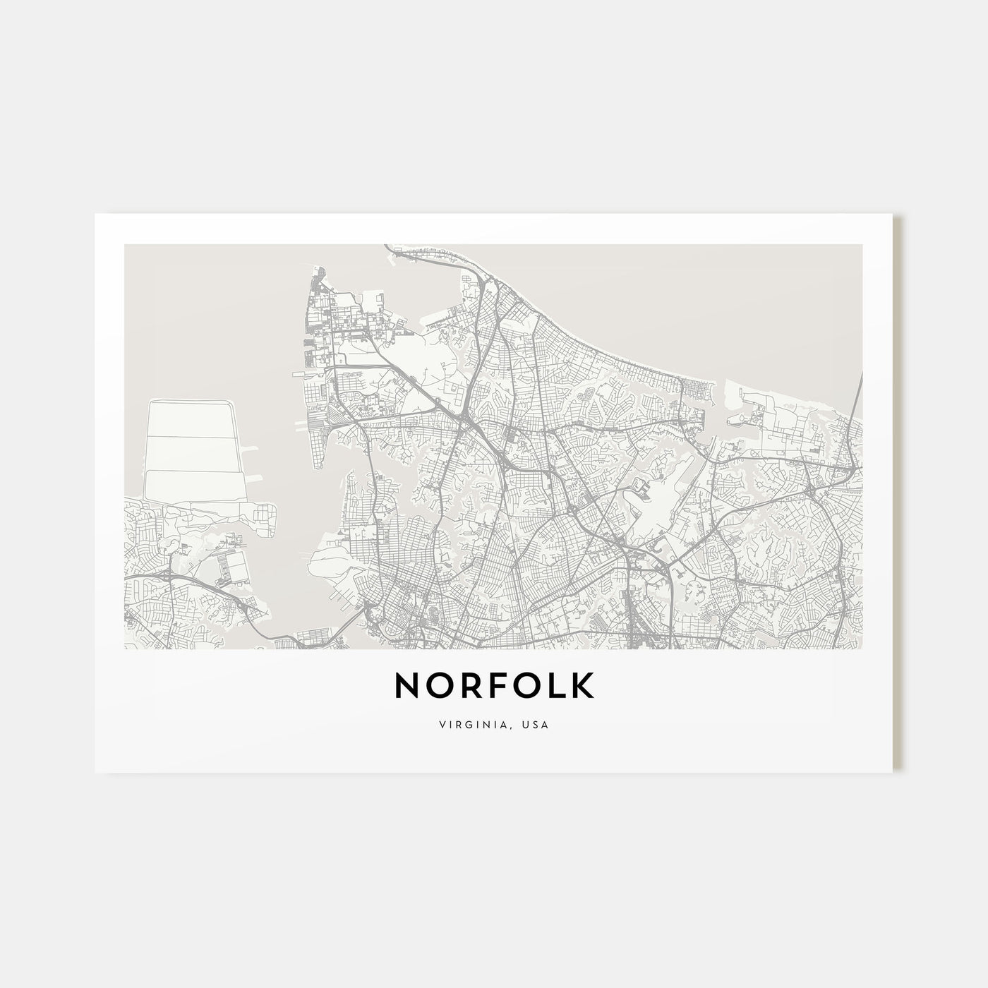 Norfolk, Virginia Map Landscape Poster