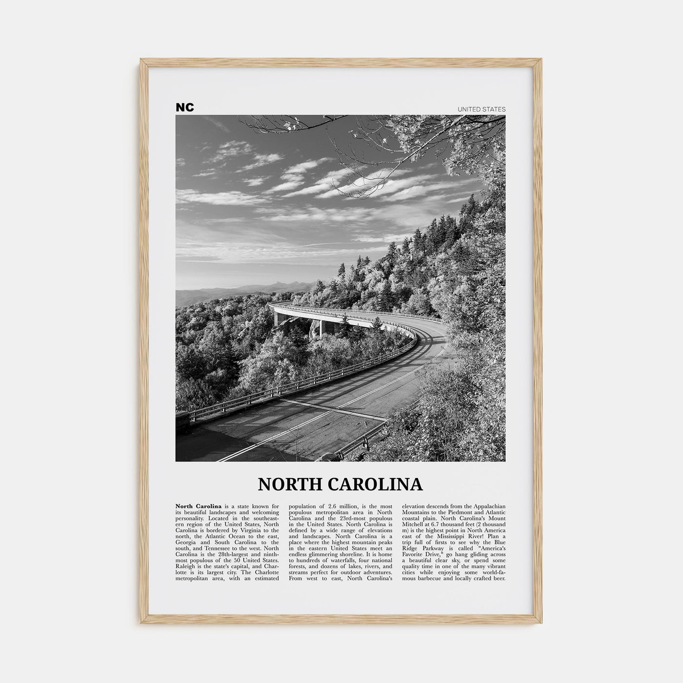 North Carolina Travel B&W No 3 Poster