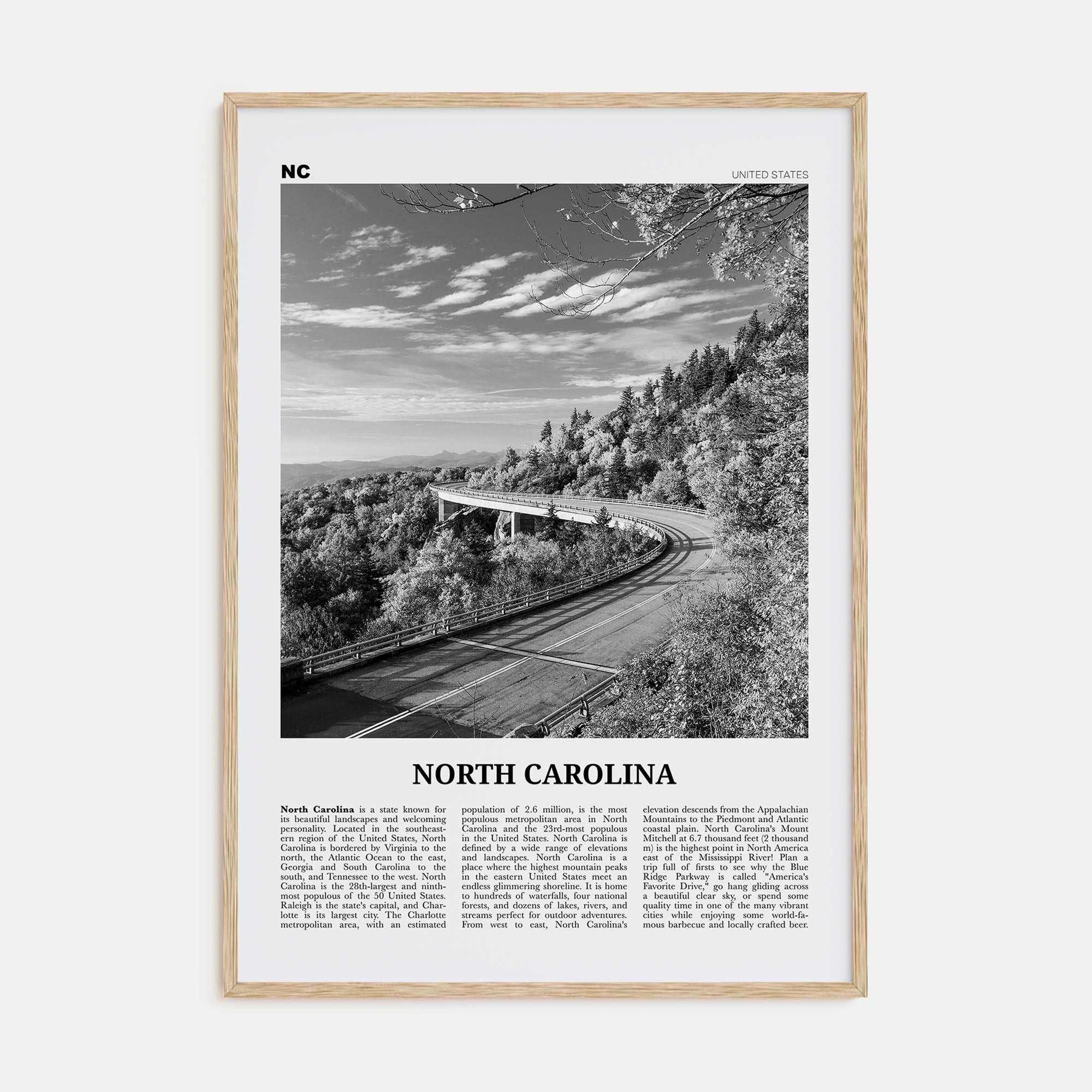 North Carolina Travel B&W No 3 Poster