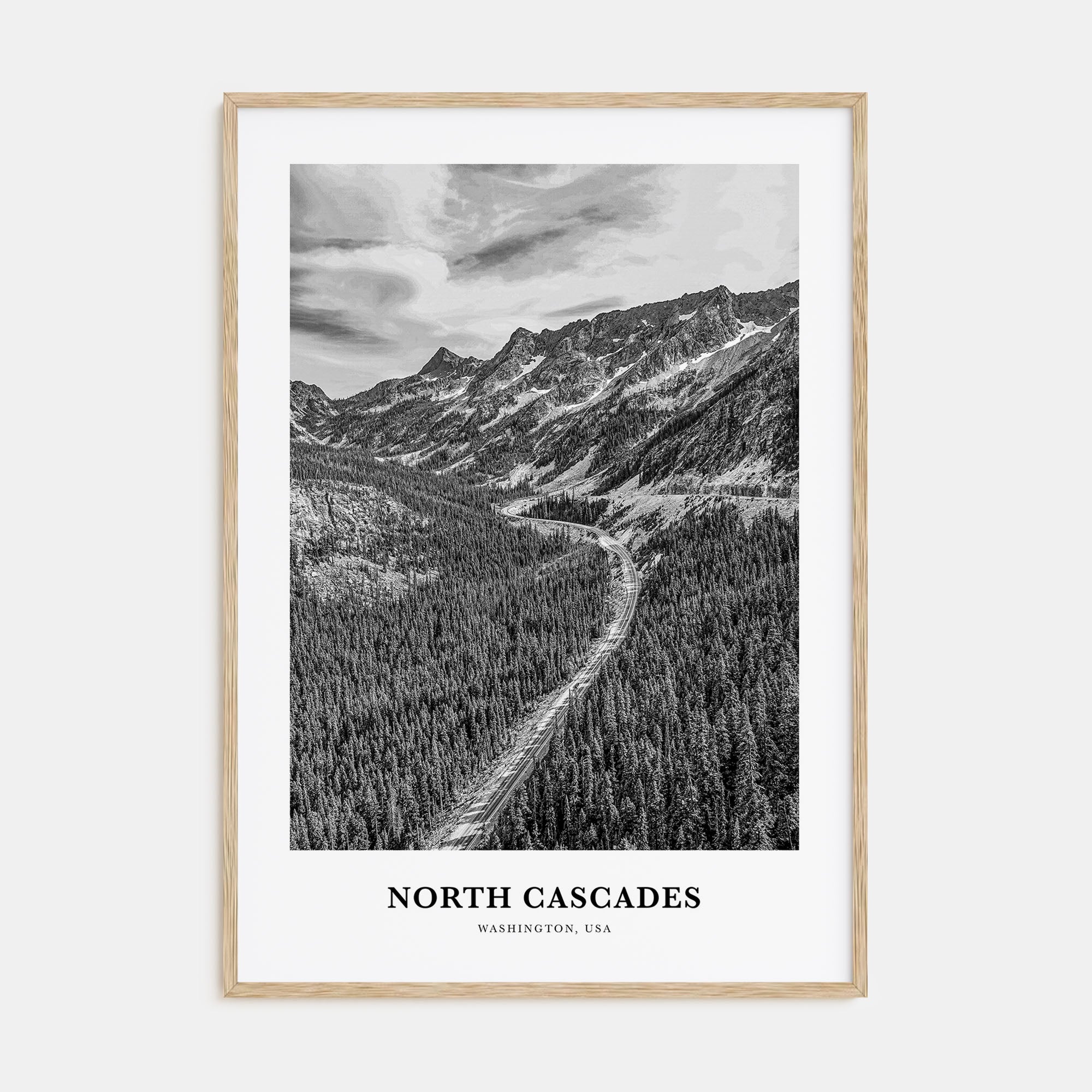 North Cascades National Park Portrait B&W Poster
