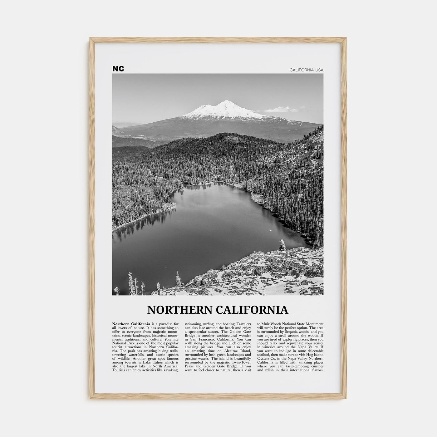 Northern California Travel B&W Poster