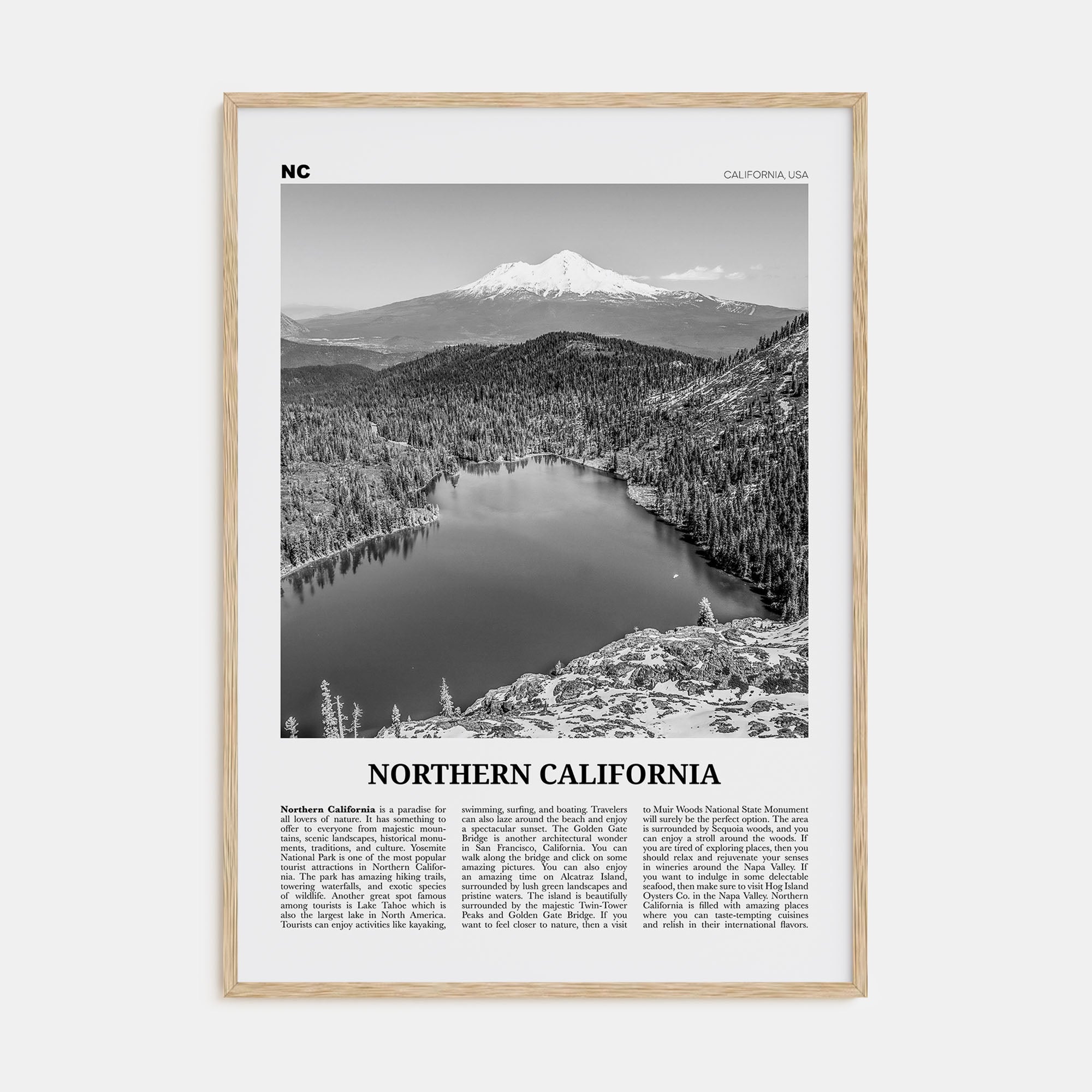 Northern California Travel B&W Poster