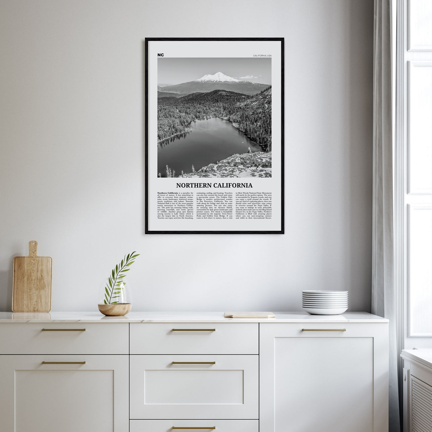 Northern California Travel B&W Poster