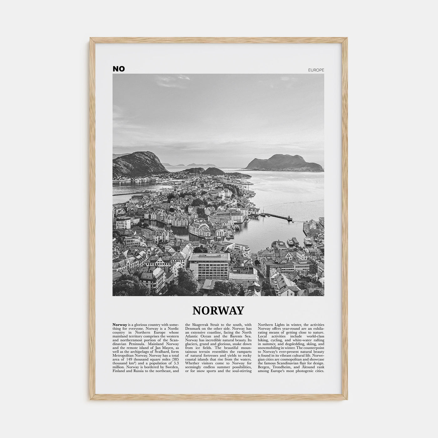 Norway Travel B&W Poster