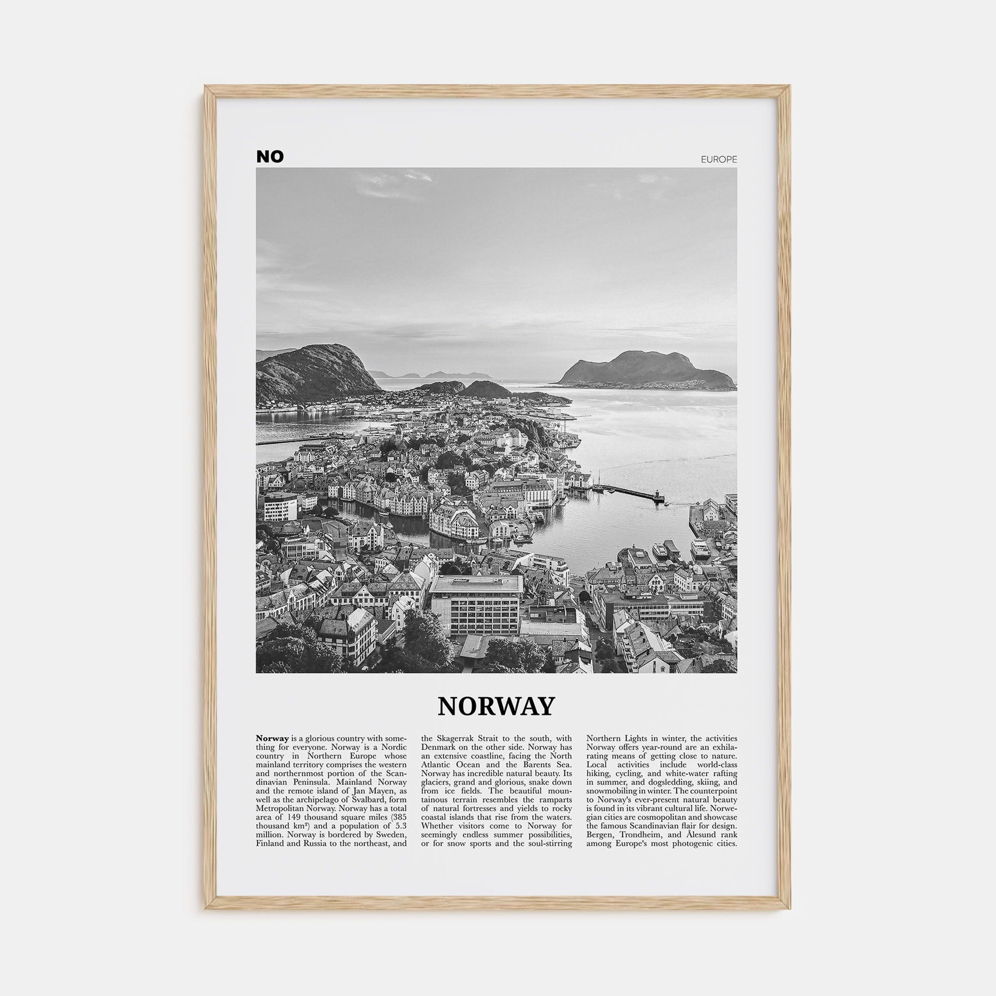 Norway Travel B&W Poster