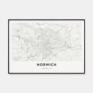Norwich Map Landscape Poster