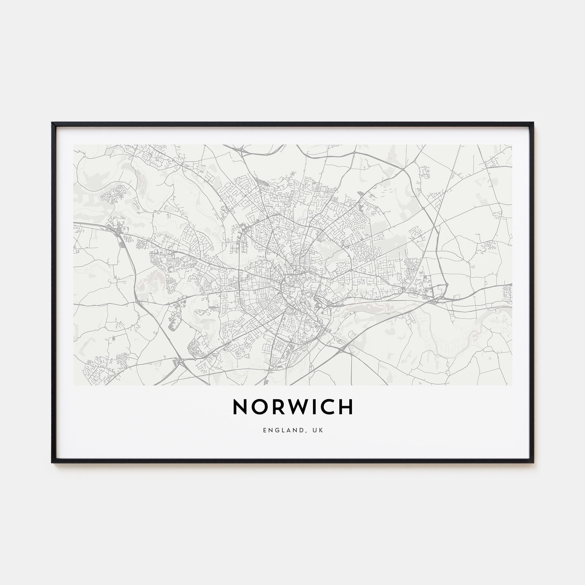 Norwich Map Landscape Poster