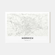 Norwich Map Landscape Poster