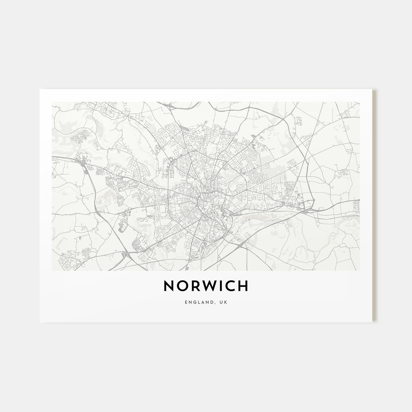 Norwich Map Landscape Poster