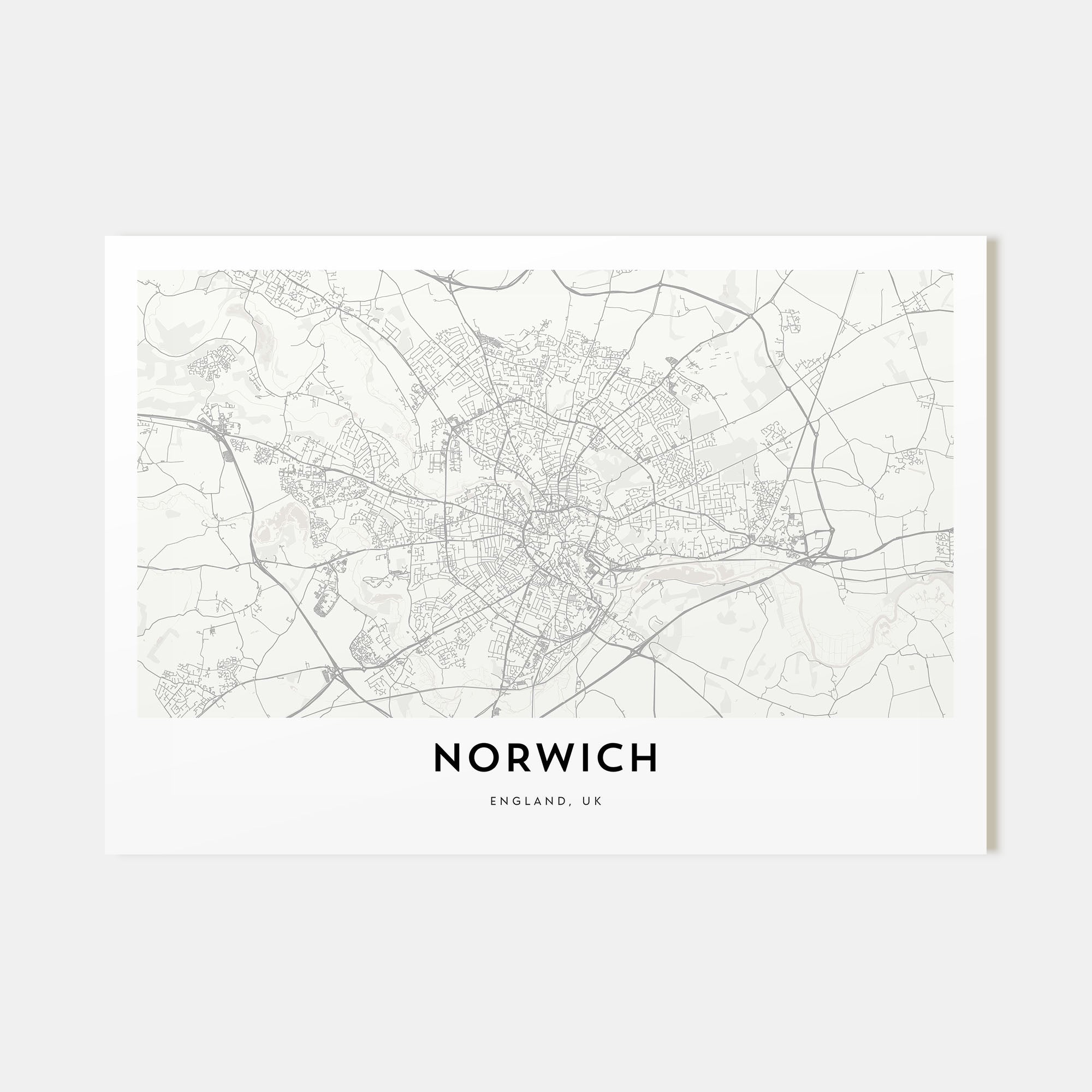 Norwich Map Landscape Poster