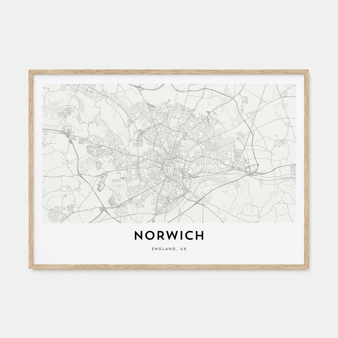 Norwich Map Landscape Poster