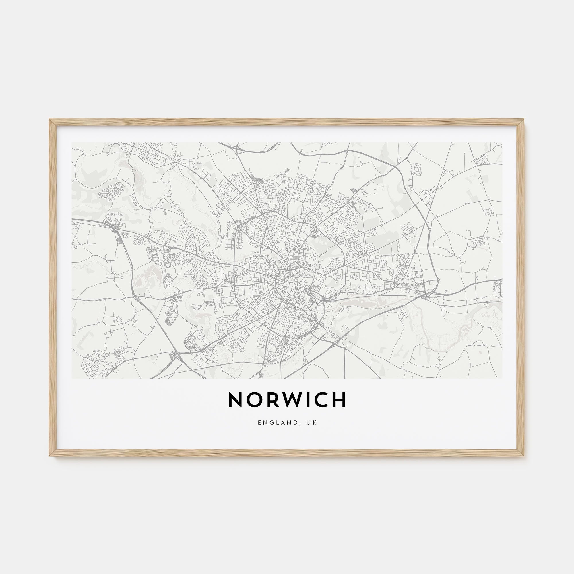 Norwich Map Landscape Poster