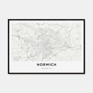 Norwich Map Landscape Poster