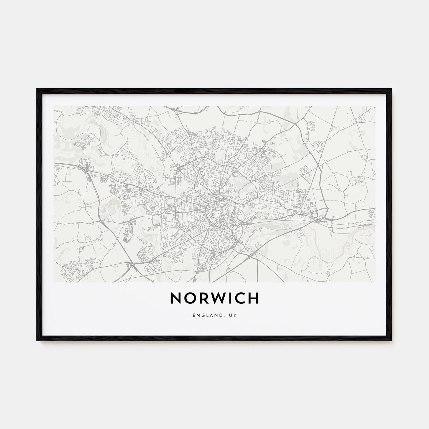 Norwich Map Landscape Poster