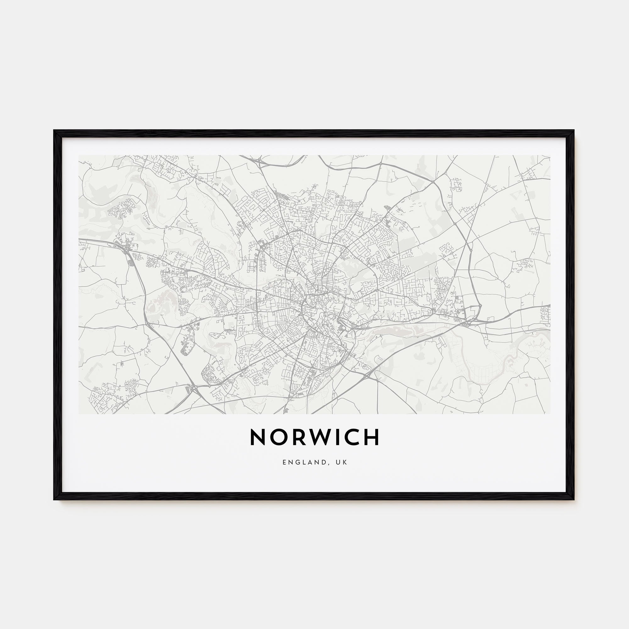 Norwich Map Landscape Poster