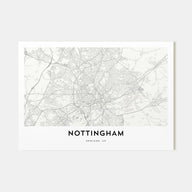 Nottingham Map Landscape Poster