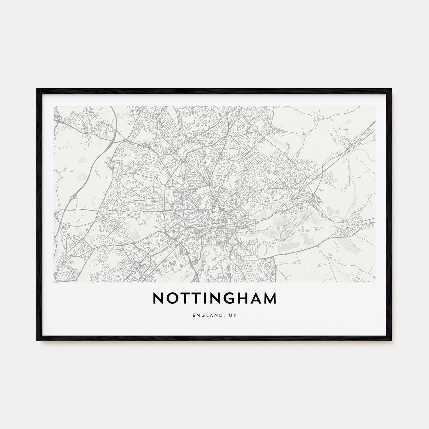 Nottingham Map Landscape Poster