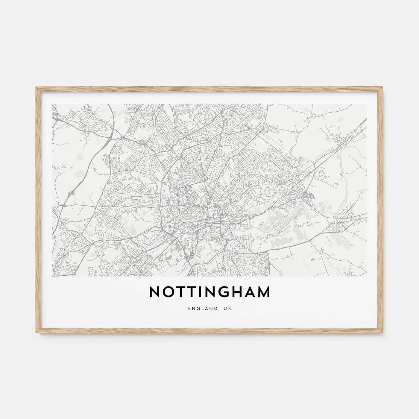 Nottingham Map Landscape Poster