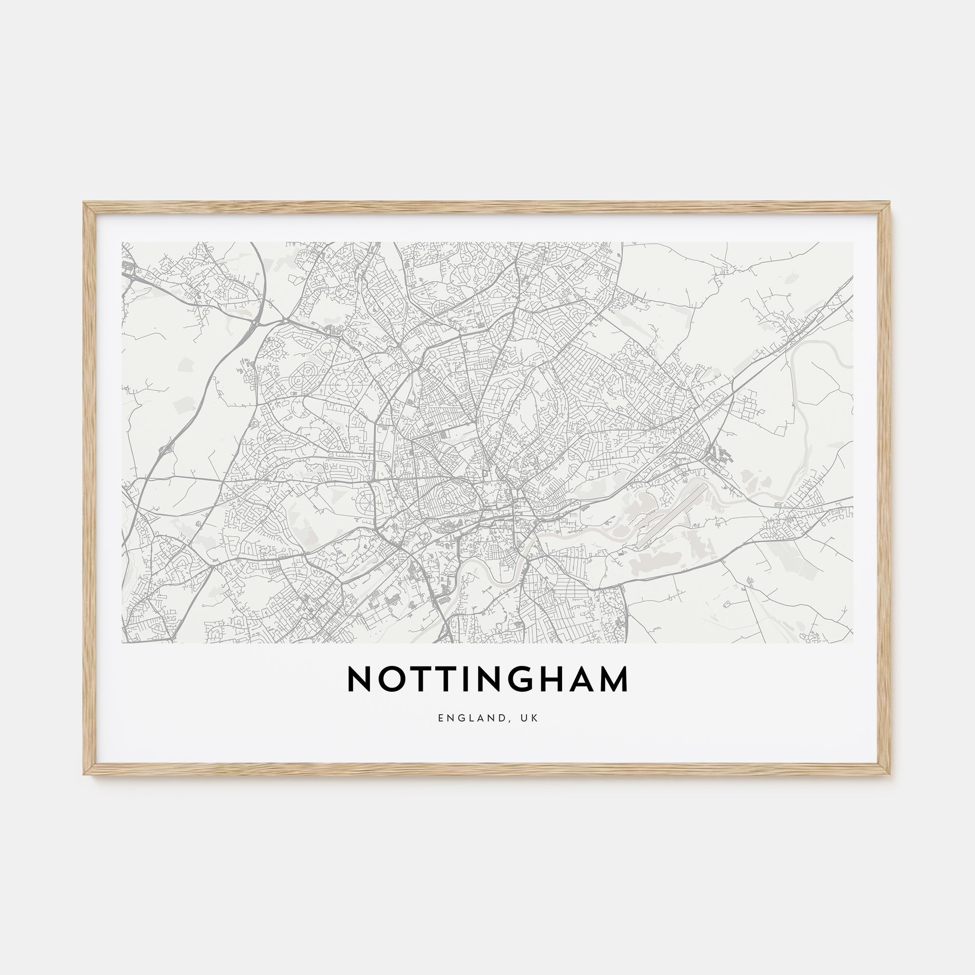 Nottingham Map Landscape Poster