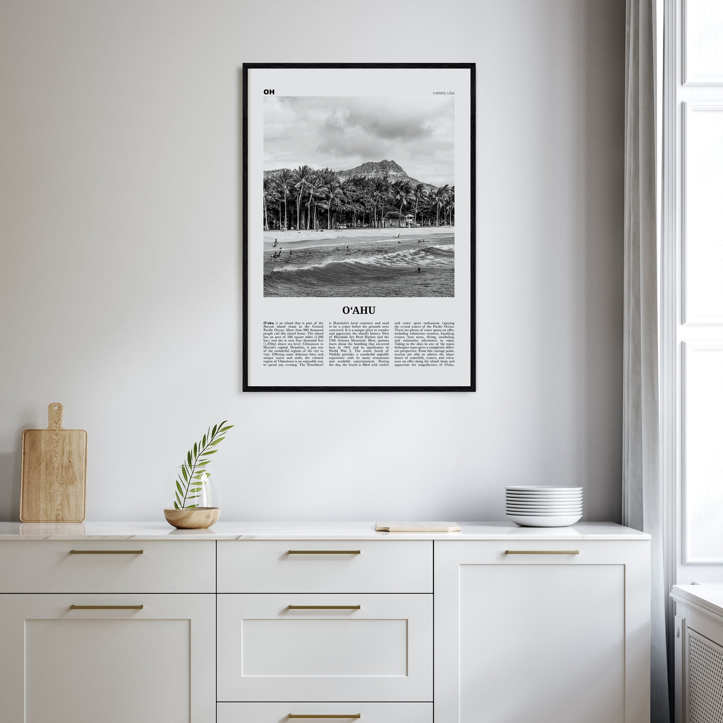 O‘ahu Travel B&W Poster