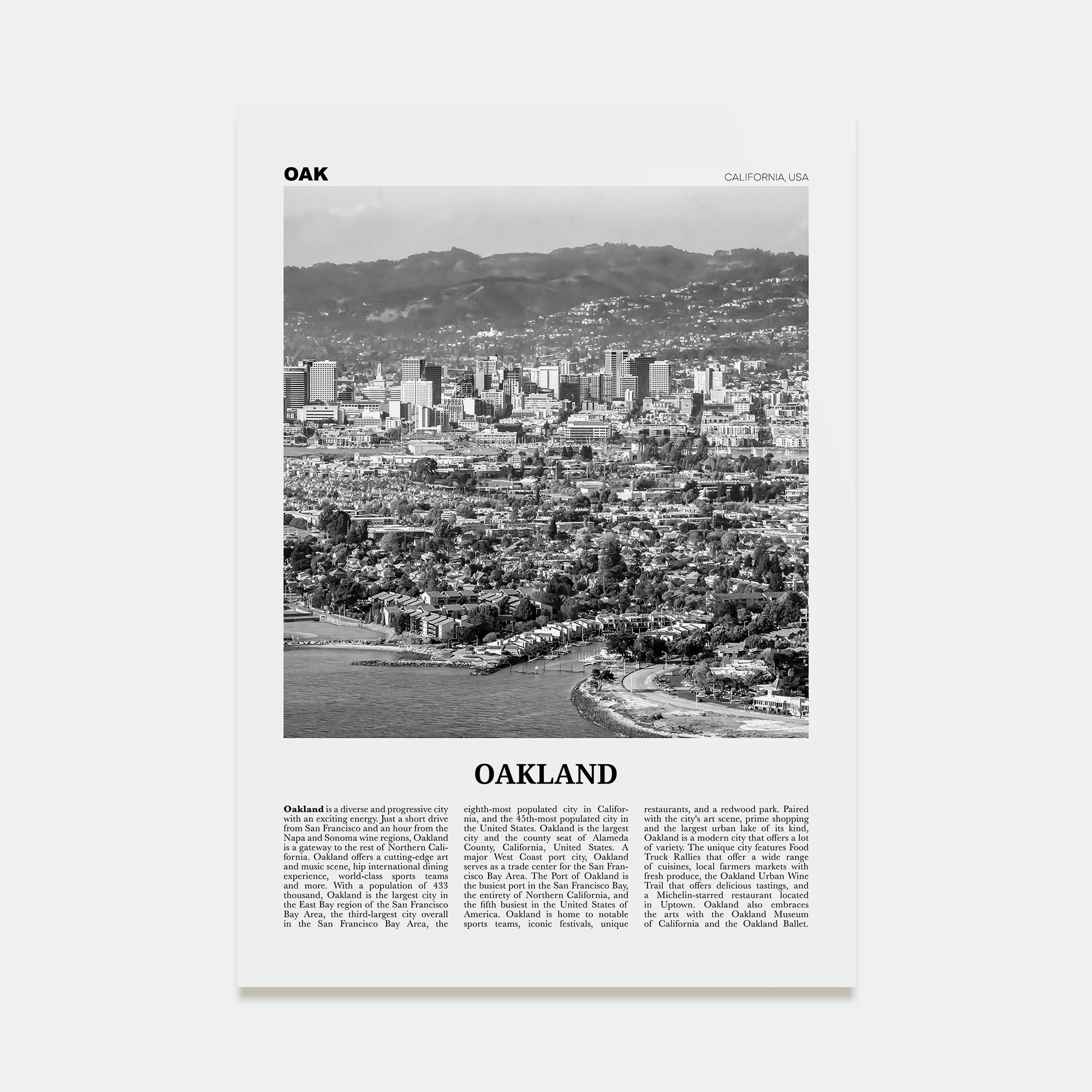 Oakland Travel B&W No 1 Poster