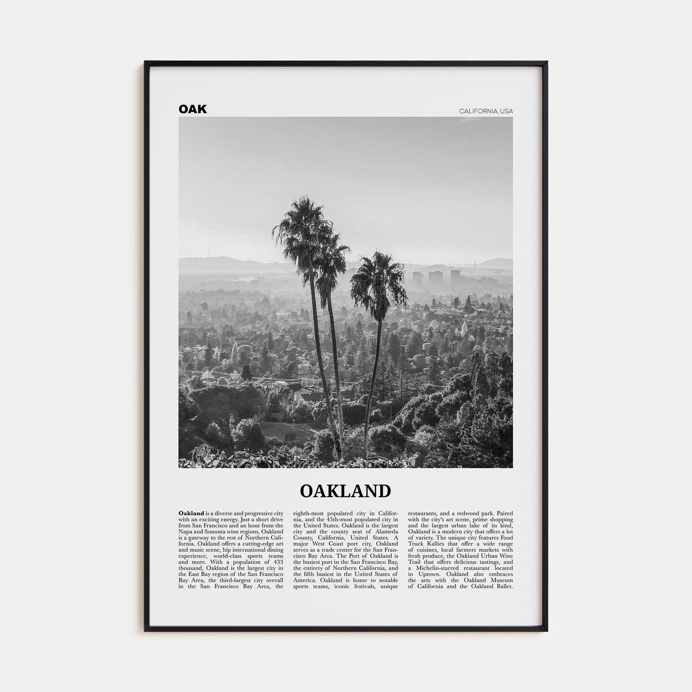Oakland Travel B&W No 2 Poster