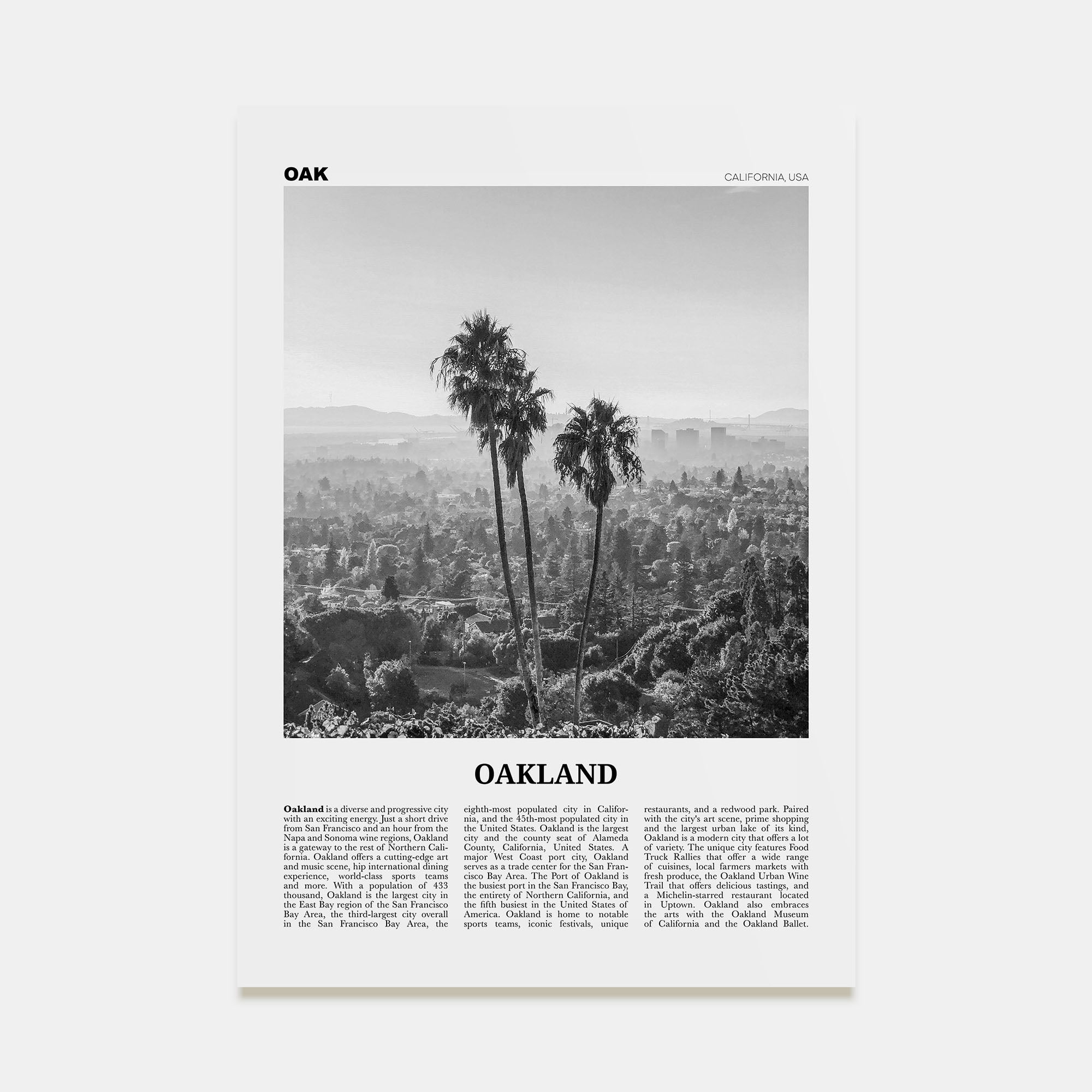 Oakland Travel B&W No 2 Poster
