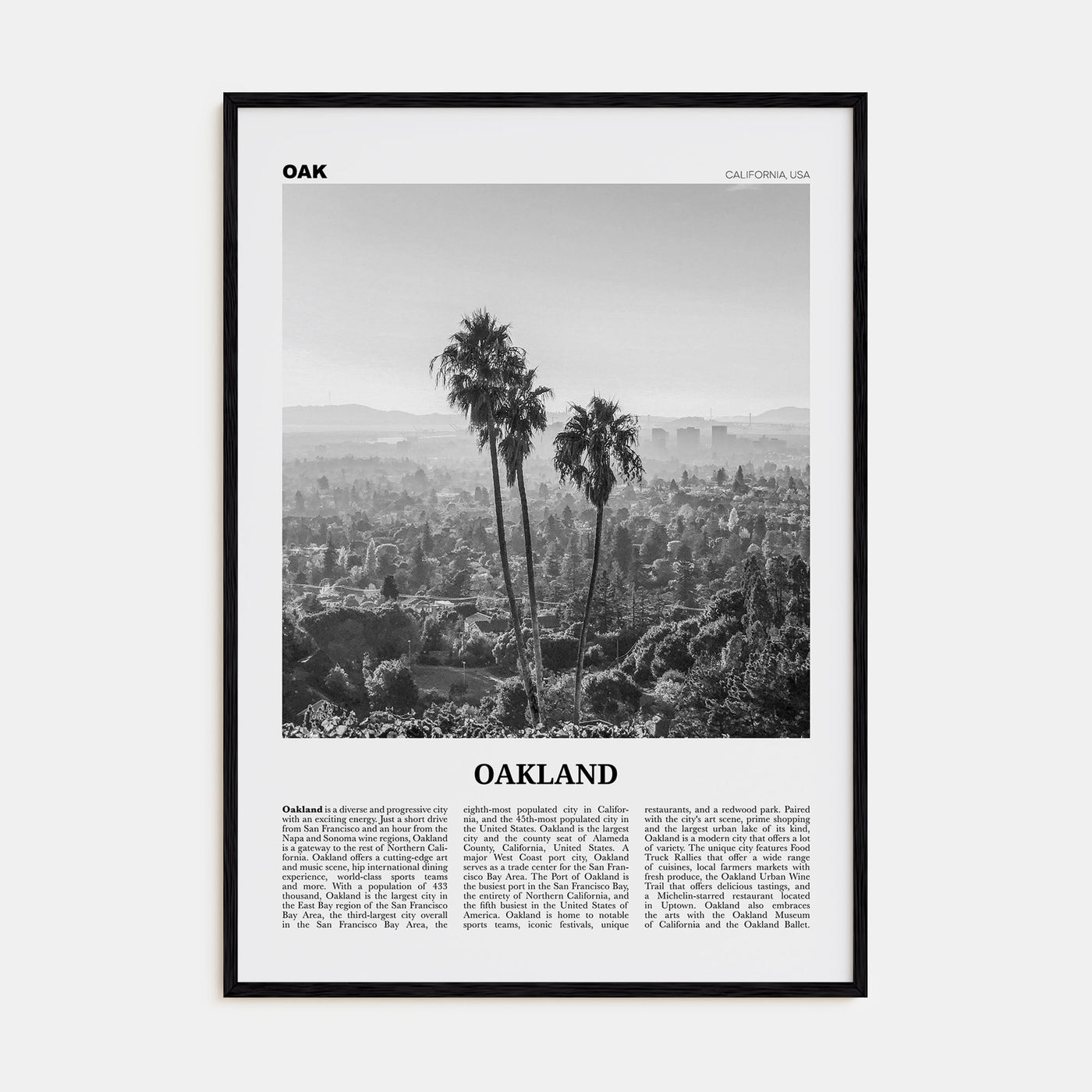 Oakland Travel B&W No 2 Poster