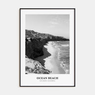 Ocean Beach Portrait B&W Poster