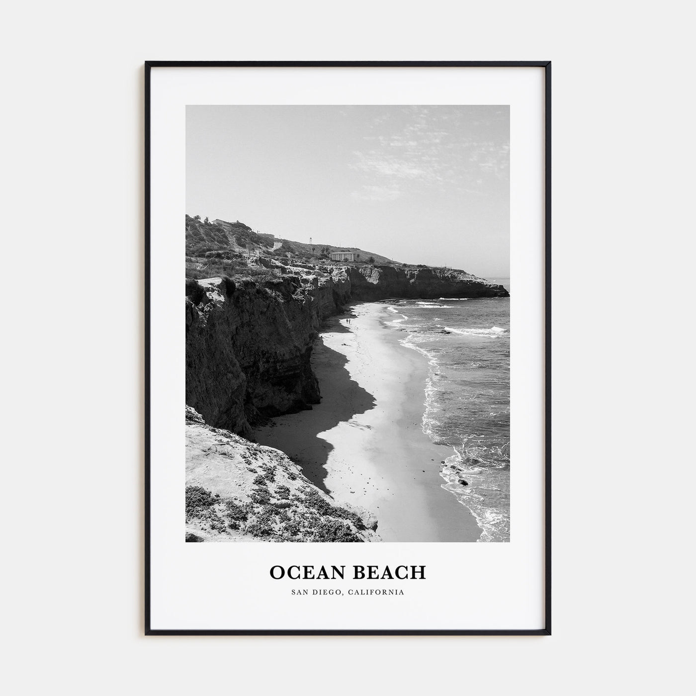 Ocean Beach Portrait B&W Poster