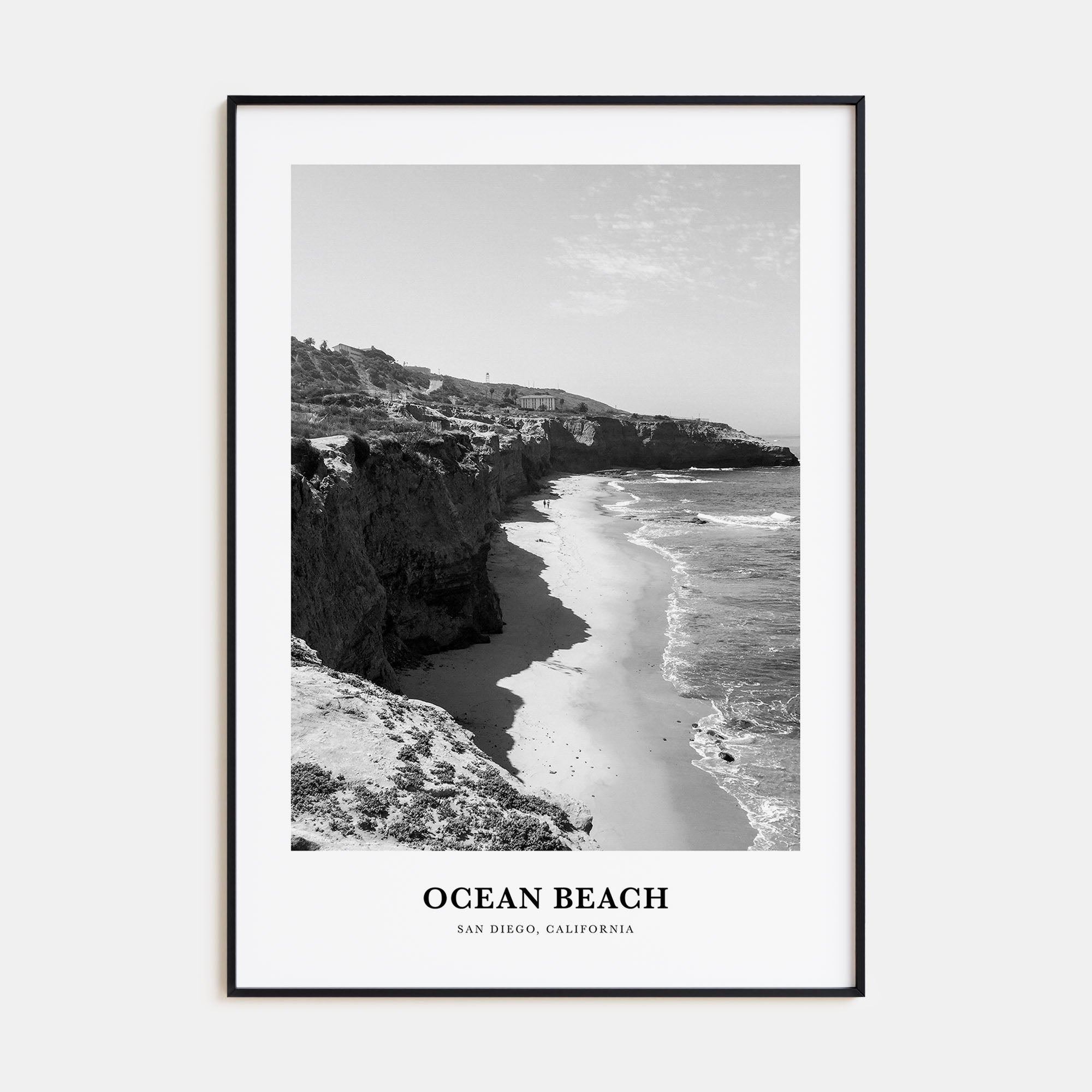Ocean Beach Portrait B&W Poster