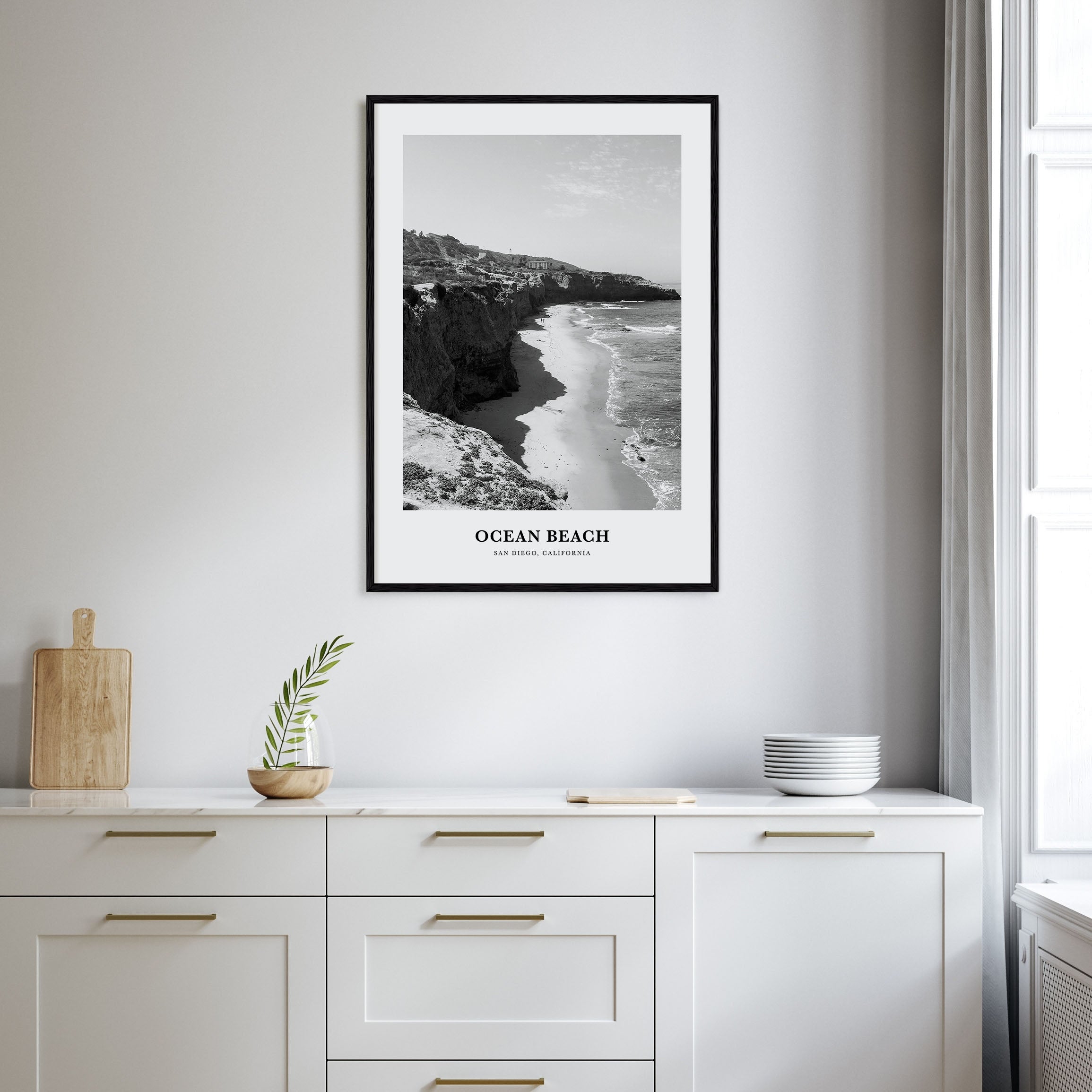 Ocean Beach Portrait B&W Poster