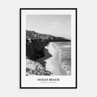 Ocean Beach Portrait B&W Poster