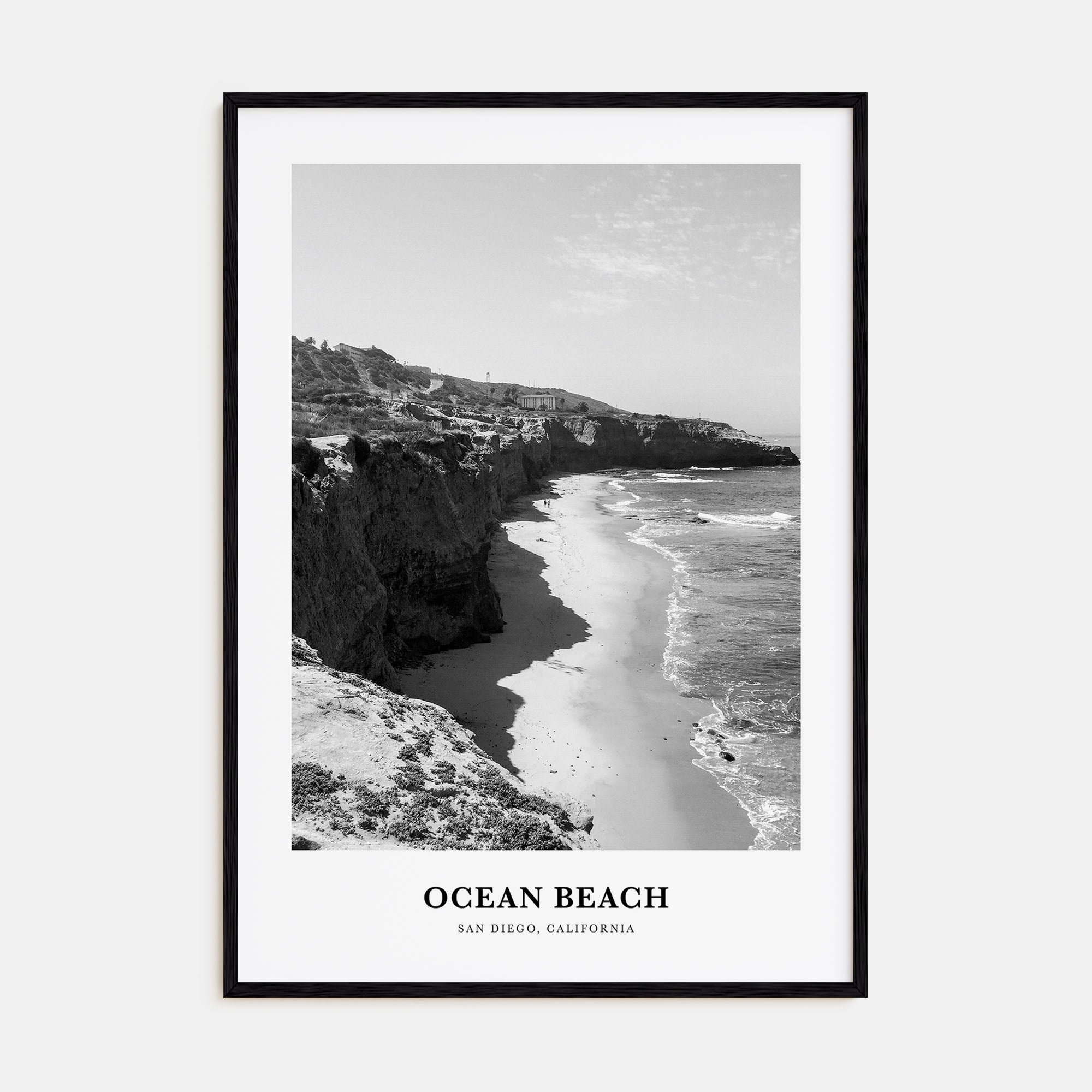 Ocean Beach Portrait B&W Poster