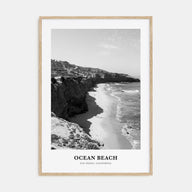 Ocean Beach Portrait B&W Poster