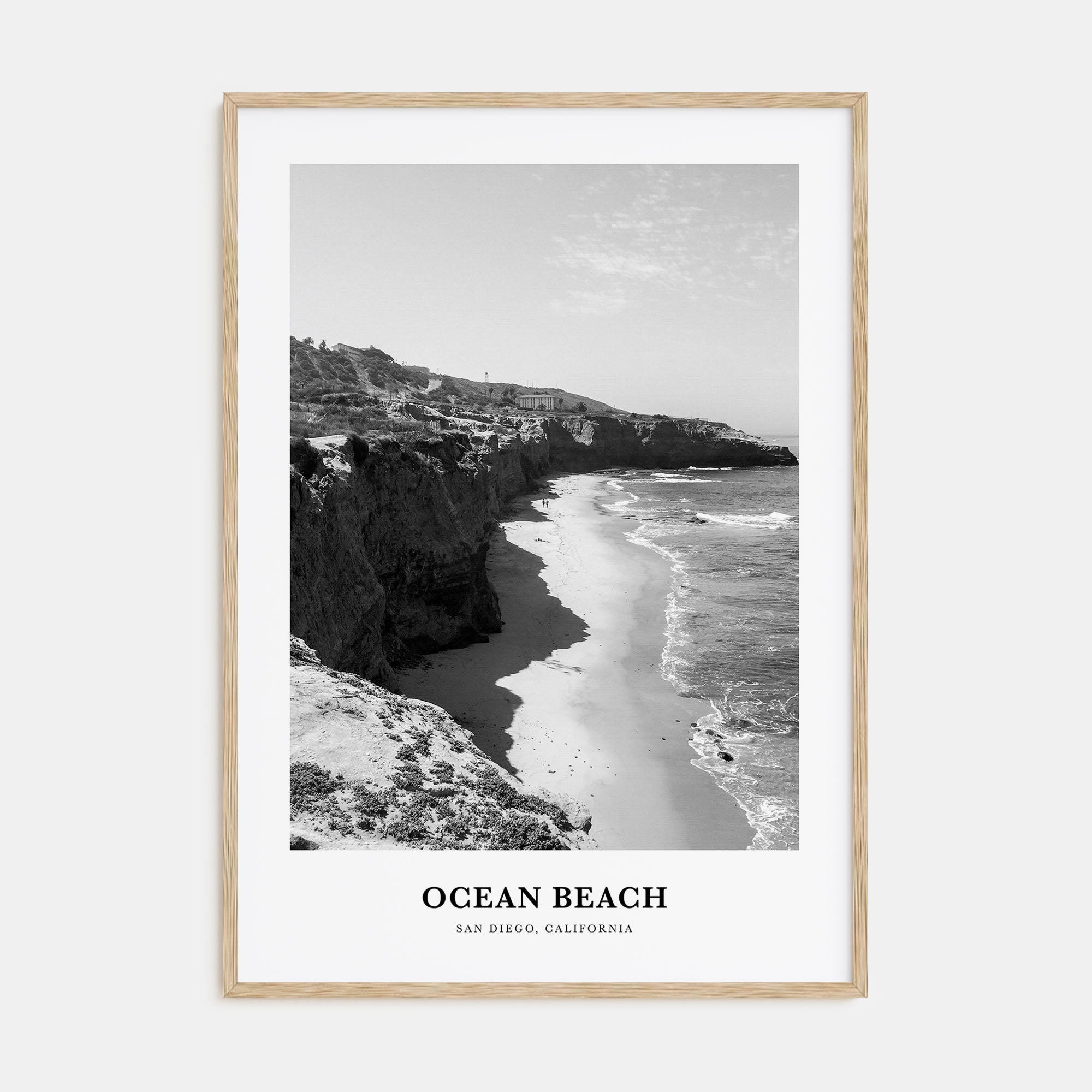 Ocean Beach Portrait B&W Poster