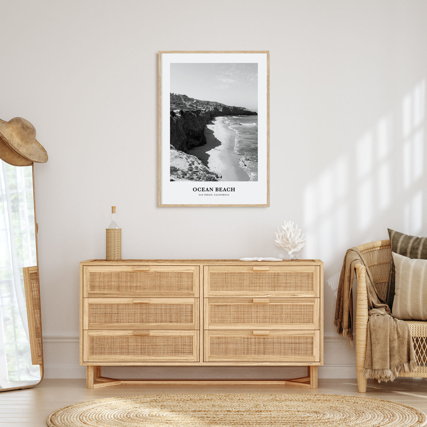 Ocean Beach Portrait B&W Poster