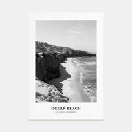 Ocean Beach Portrait B&W Poster