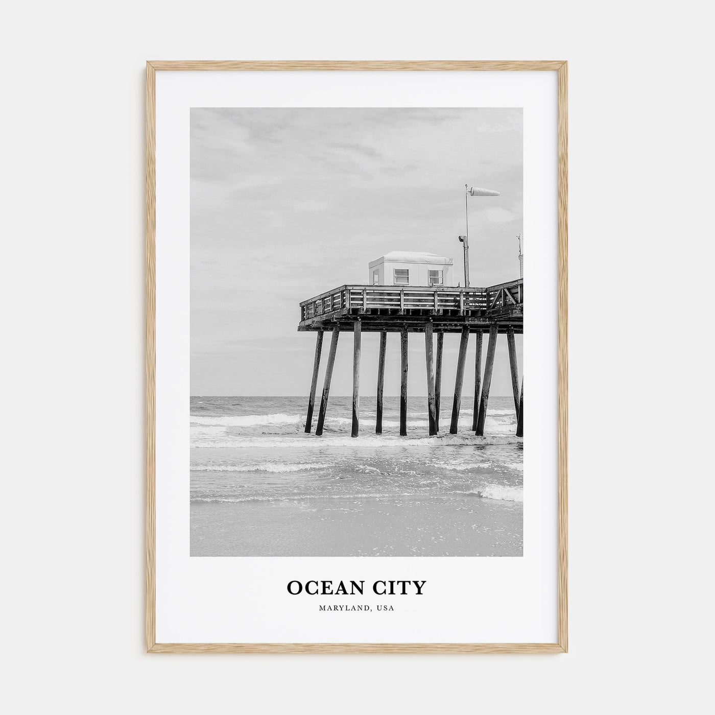 Ocean City, Maryland Portrait B&W Poster
