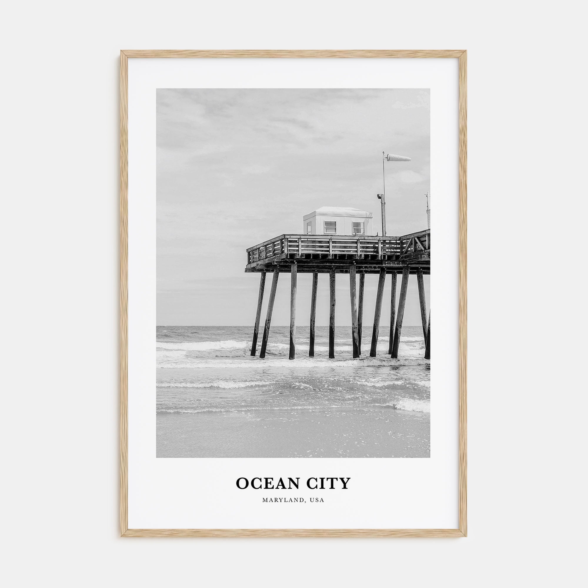 Ocean City, Maryland Portrait B&W Poster