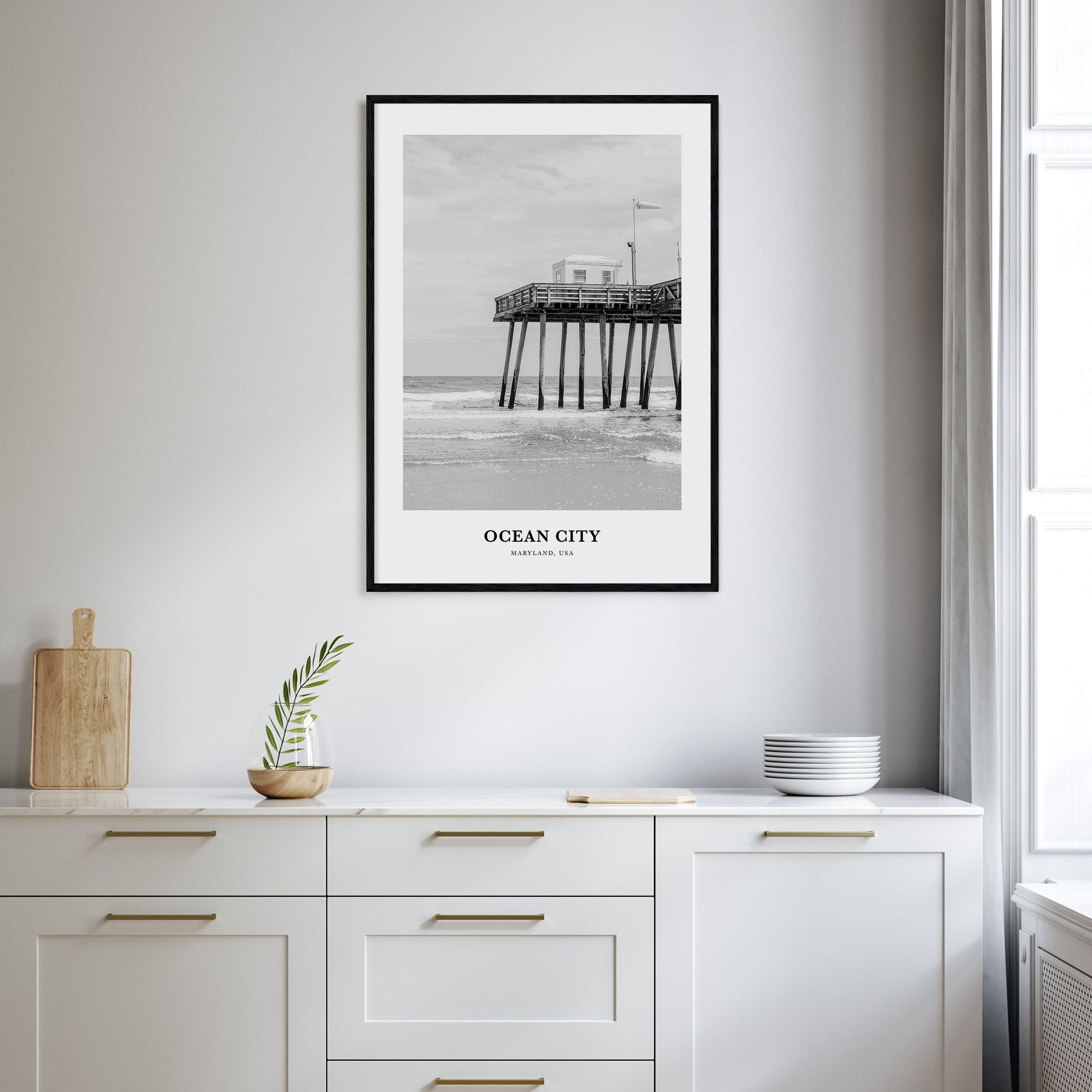 Ocean City, Maryland Portrait B&W Poster