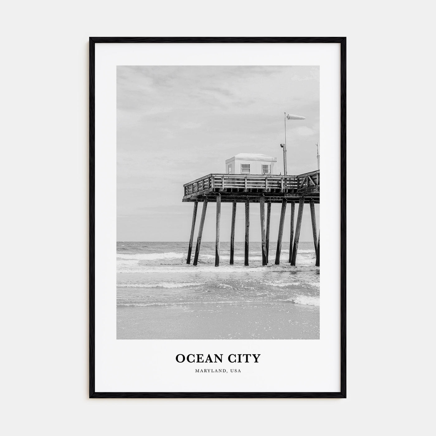 Ocean City, Maryland Portrait B&W Poster