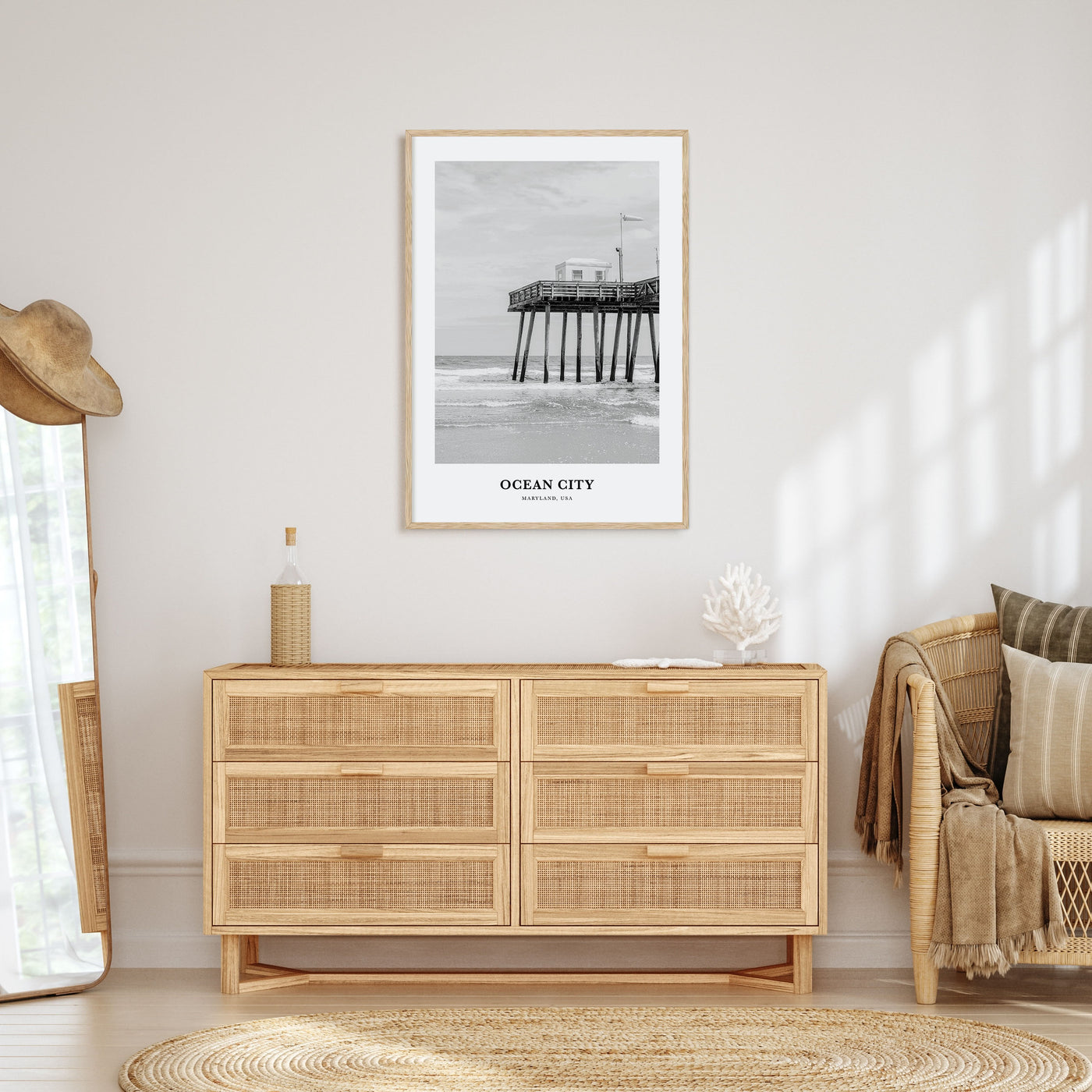 Ocean City, Maryland Portrait B&W Poster