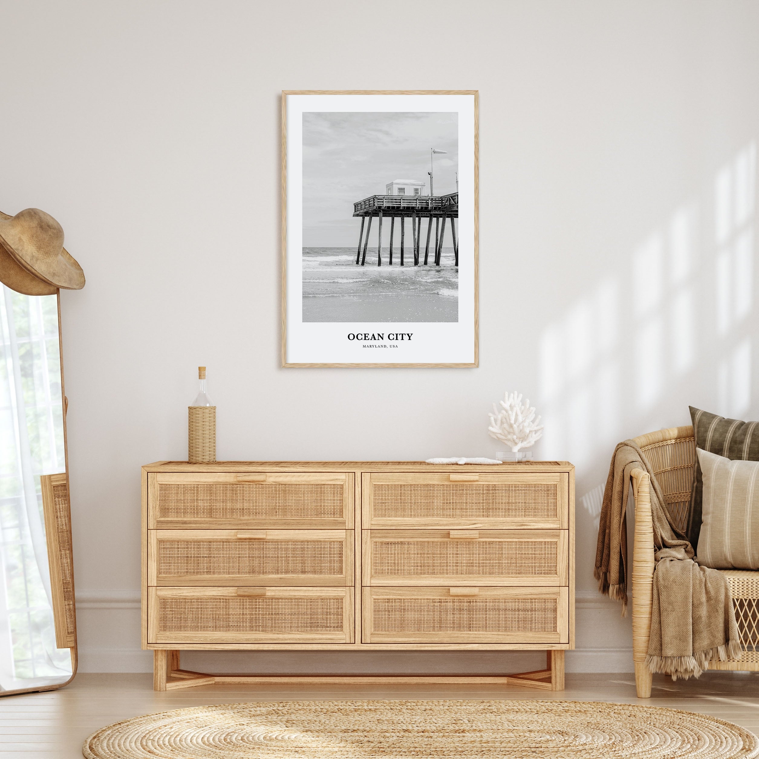 Ocean City, Maryland Portrait B&W Poster