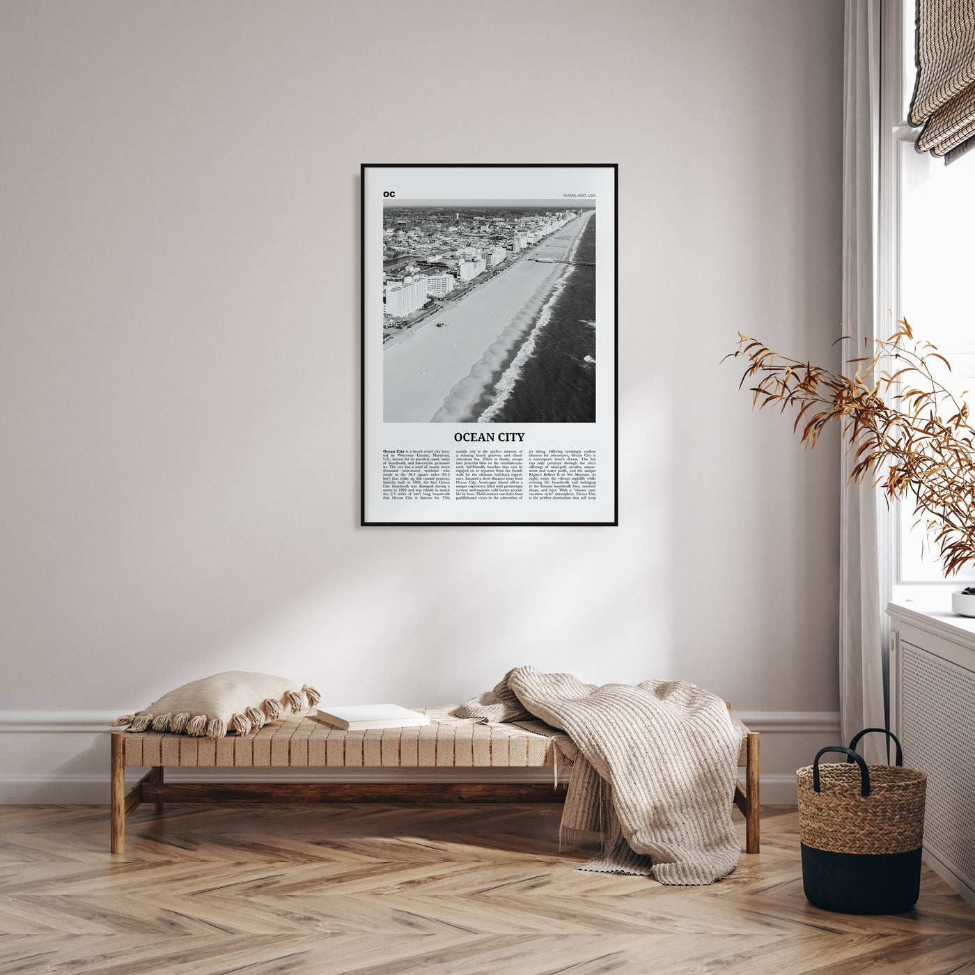 Ocean City, Maryland Travel B&W Poster