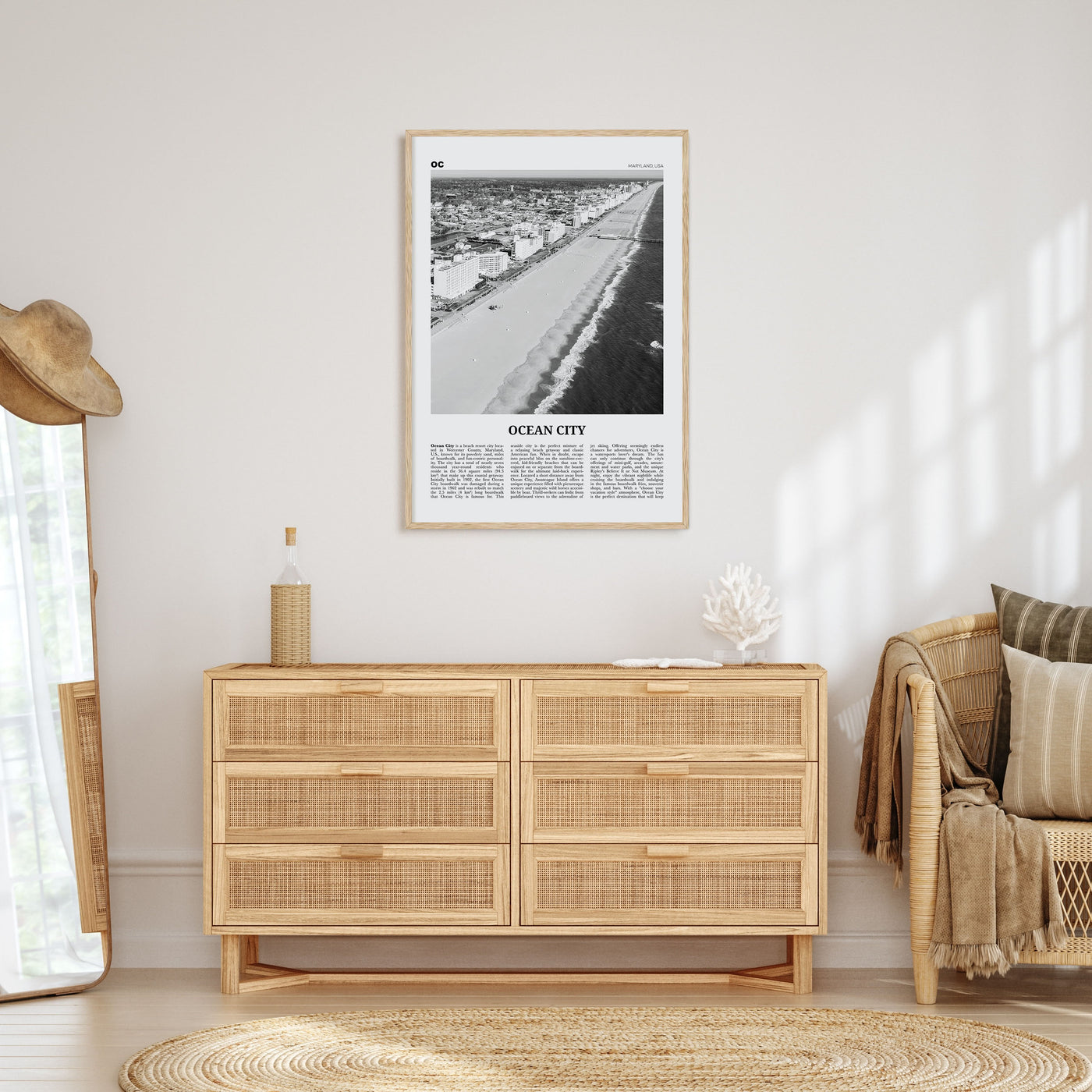 Ocean City, Maryland Travel B&W Poster