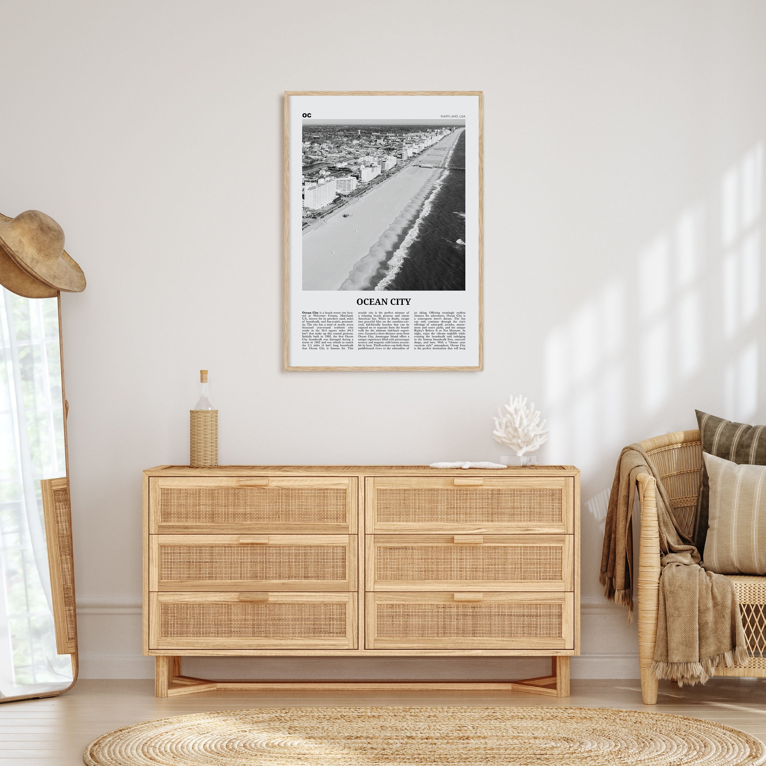 Ocean City, Maryland Travel B&W Poster